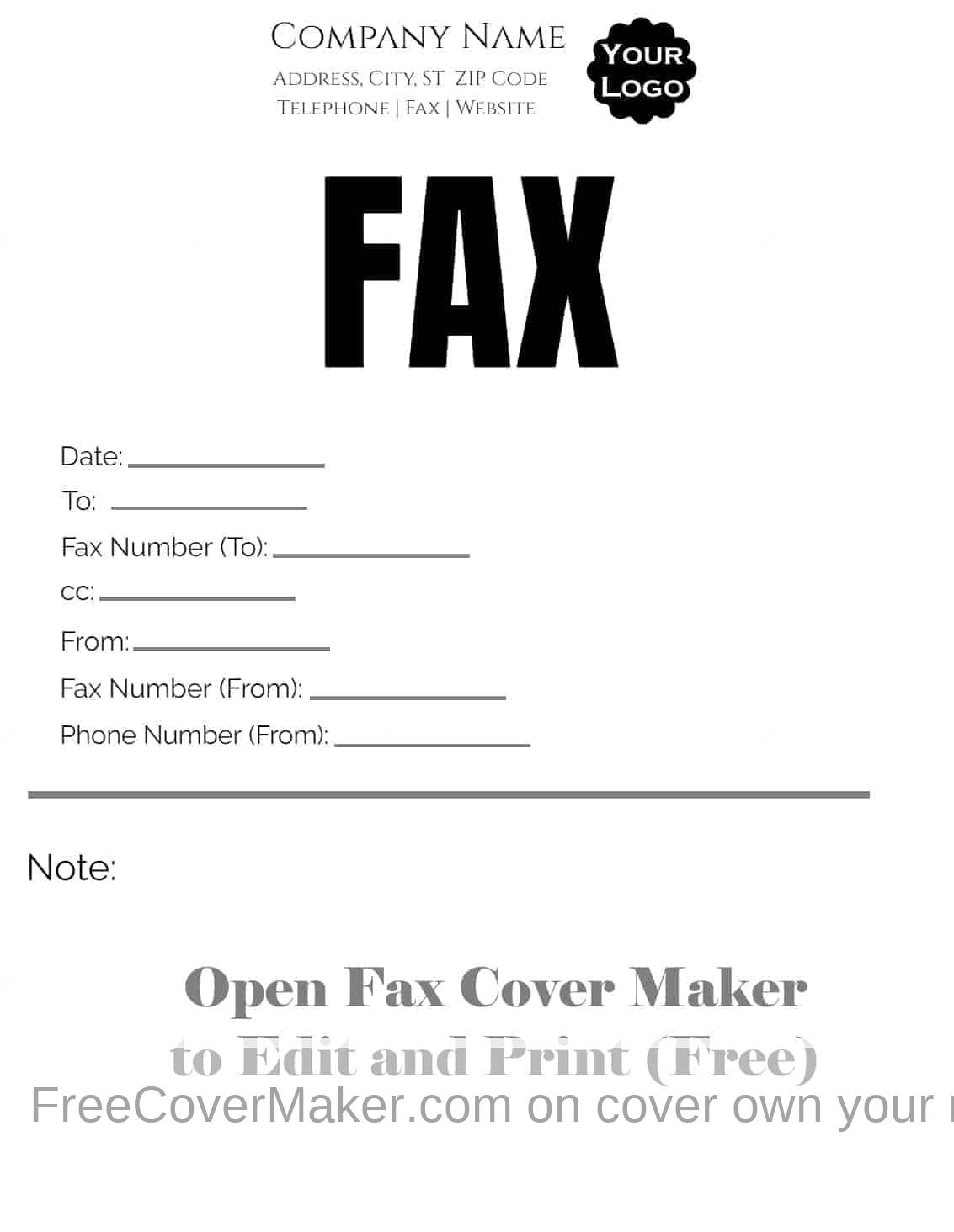 Free fax cover sheet Customize online then print